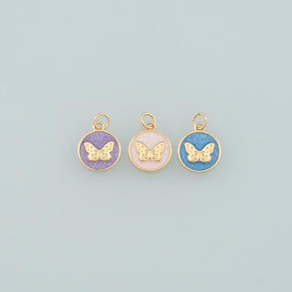 Gold Butterfly Charms,18K Gold Filled Butterfly Pendant,Enamel Butterfly Charm Bracelet Necklace for DIY Jewelry Making Suppl