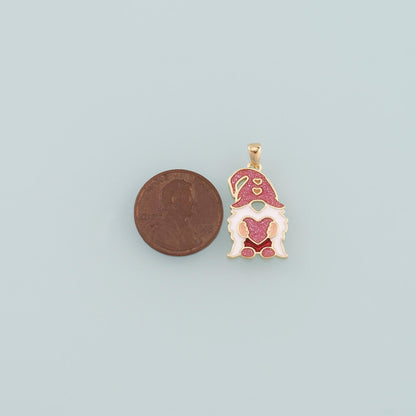 18K Gold Filled gnome Pendant,Enamel Halloween Charm Bracelet Necklace for DIY Jewelry Making Supply