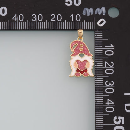 18K Gold Filled gnome Pendant,Enamel Halloween Charm Bracelet Necklace for DIY Jewelry Making Supply