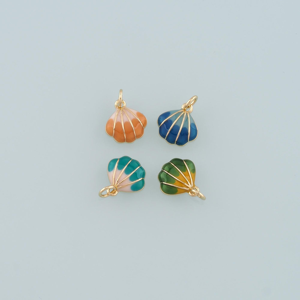 Gold Shell Charms,18K Gold Filled Scallop Pendant,Enamel Conch Shell Charm Bracelet Necklace for DIY Jewelry Making Supply