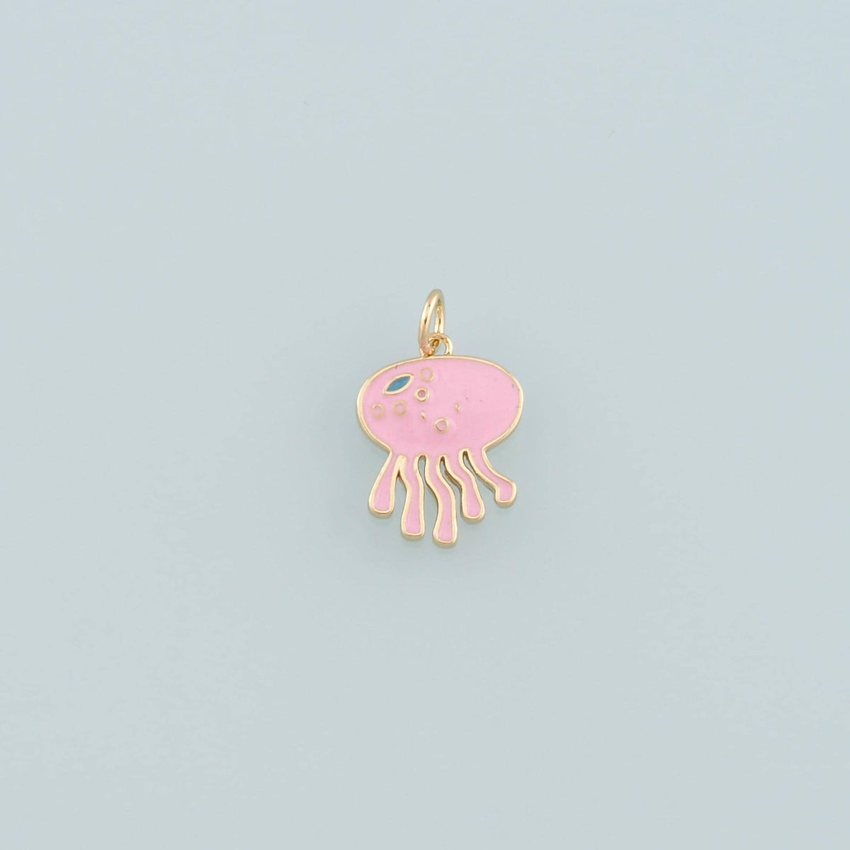 Gold Jellyfish Charms,18K Gold Filled Jellyfish Pendant,Enamel Ocean Charm Bracelet Necklace for DIY Jewelry Making Supply