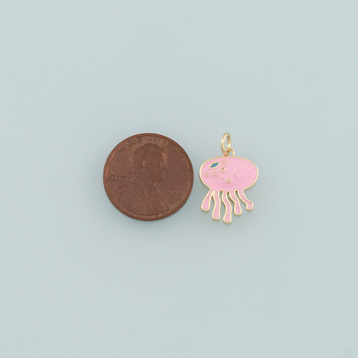 Gold Jellyfish Charms,18K Gold Filled Jellyfish Pendant,Enamel Ocean Charm Bracelet Necklace for DIY Jewelry Making Supply