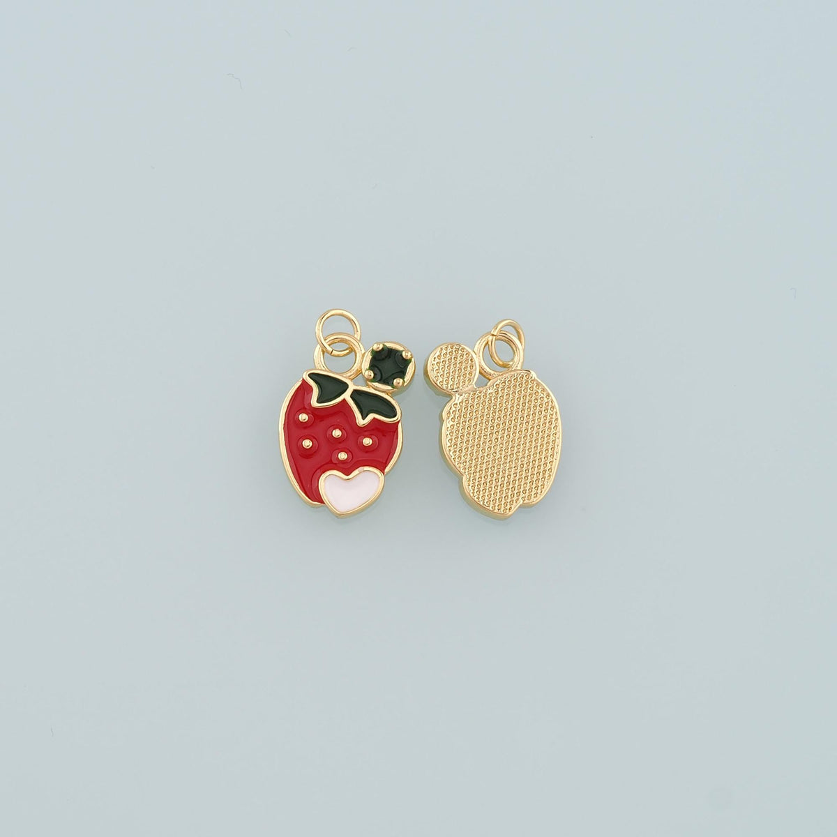 Gold Strawberry Charms,18K Gold Filled Strawberry Pendant,Enamel Fruit Charm Bracelet Necklace for DIY Jewelry Making Supply