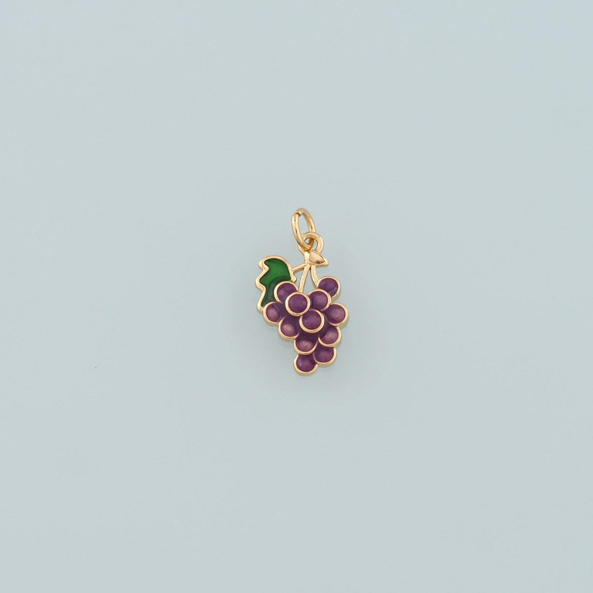 Gold Grape Charms,18K Gold Filled Grape Pendant,Enamel Fruit Charm Bracelet Necklace for DIY Jewelry Making Supply