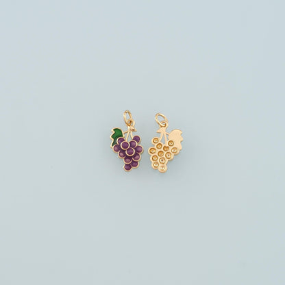 Gold Grape Charms,18K Gold Filled Grape Pendant,Enamel Fruit Charm Bracelet Necklace for DIY Jewelry Making Supply