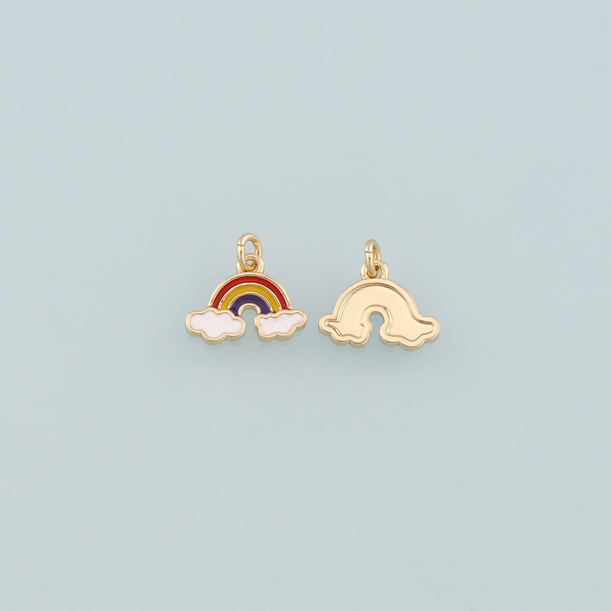 Gold Rainbow Charms,18K Gold Filled Rainbow Pendant,Enamel Clouds Charm Bracelet Necklace for DIY Jewelry Making Supply