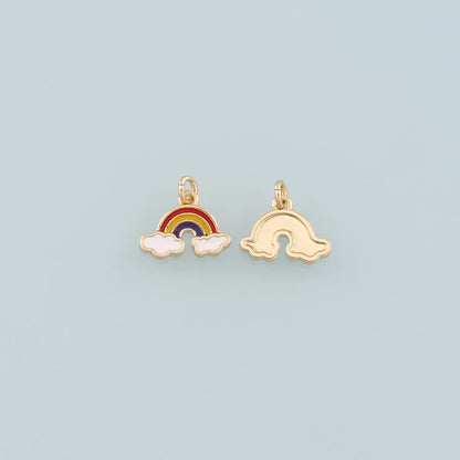 Gold Rainbow Charms,18K Gold Filled Rainbow Pendant,Enamel Clouds Charm Bracelet Necklace for DIY Jewelry Making Supply