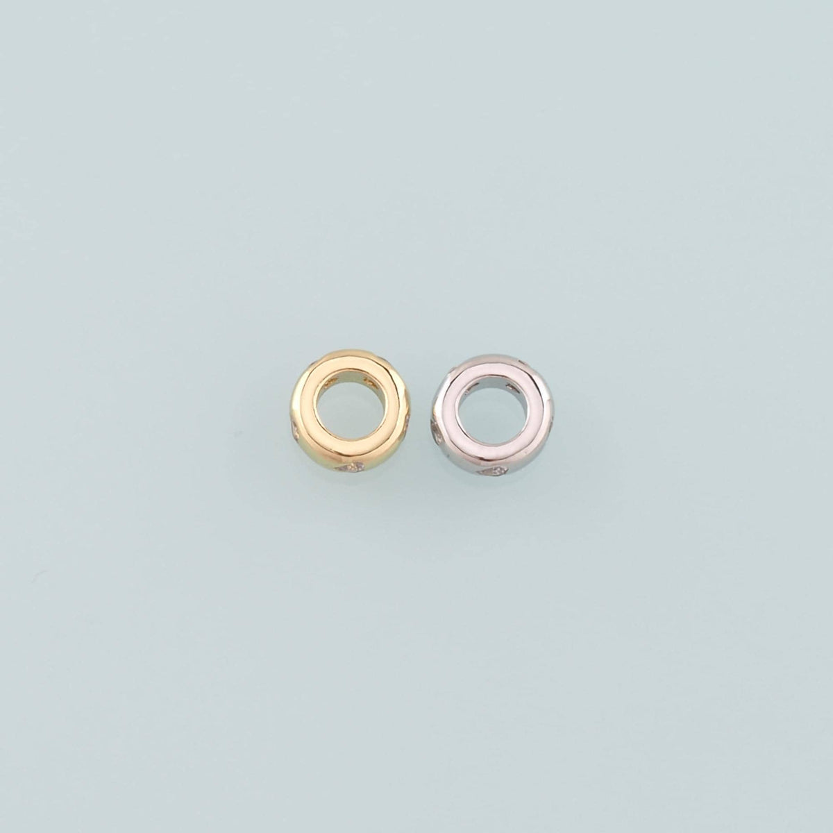 Gold Round Beads Charms,18K Gold Filled Round Flat Spacer beads Bracelet Necklace for DIY Jewelry Making Supply