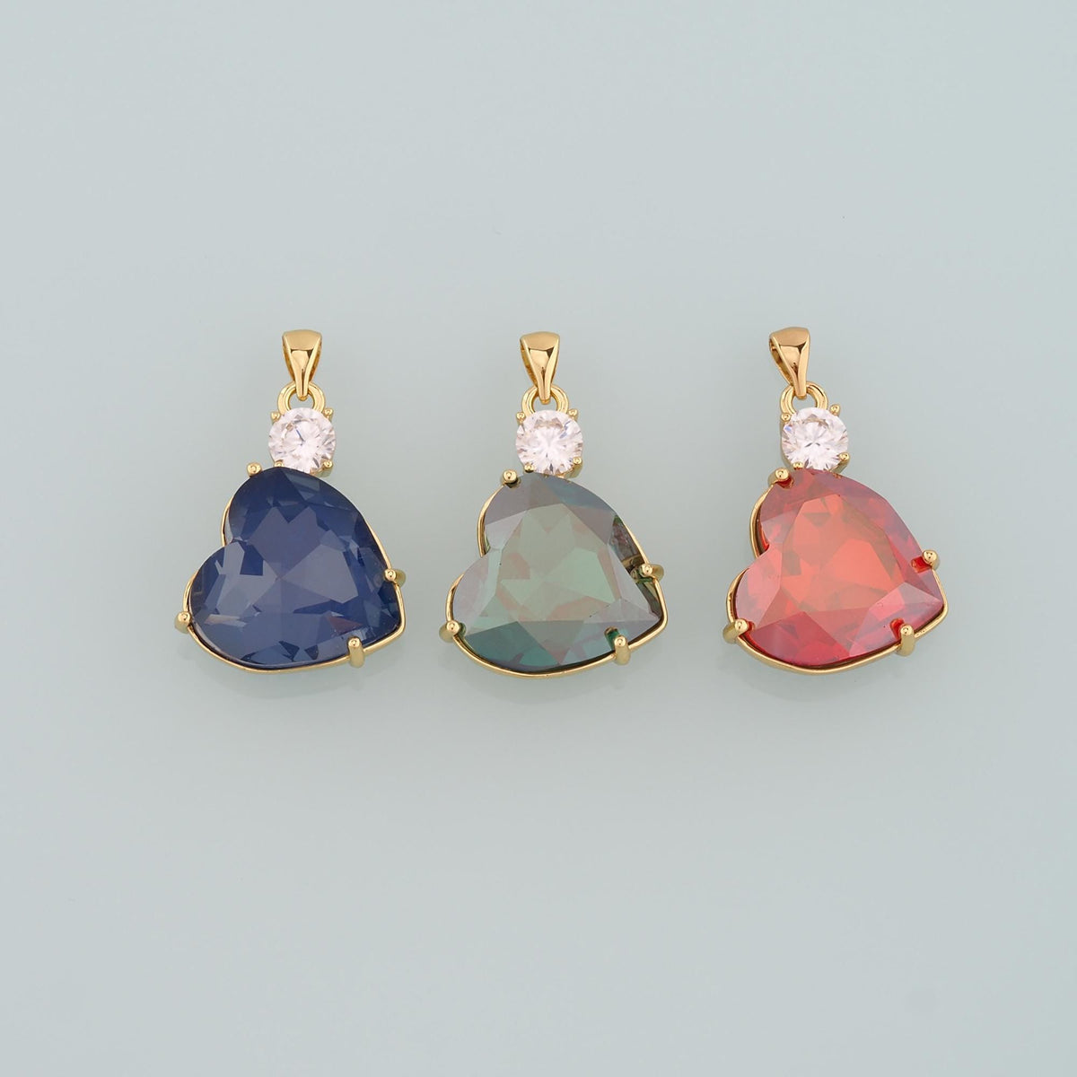 18K Gold Filled Crystal Heart Charm Pendant for Jewelry Making