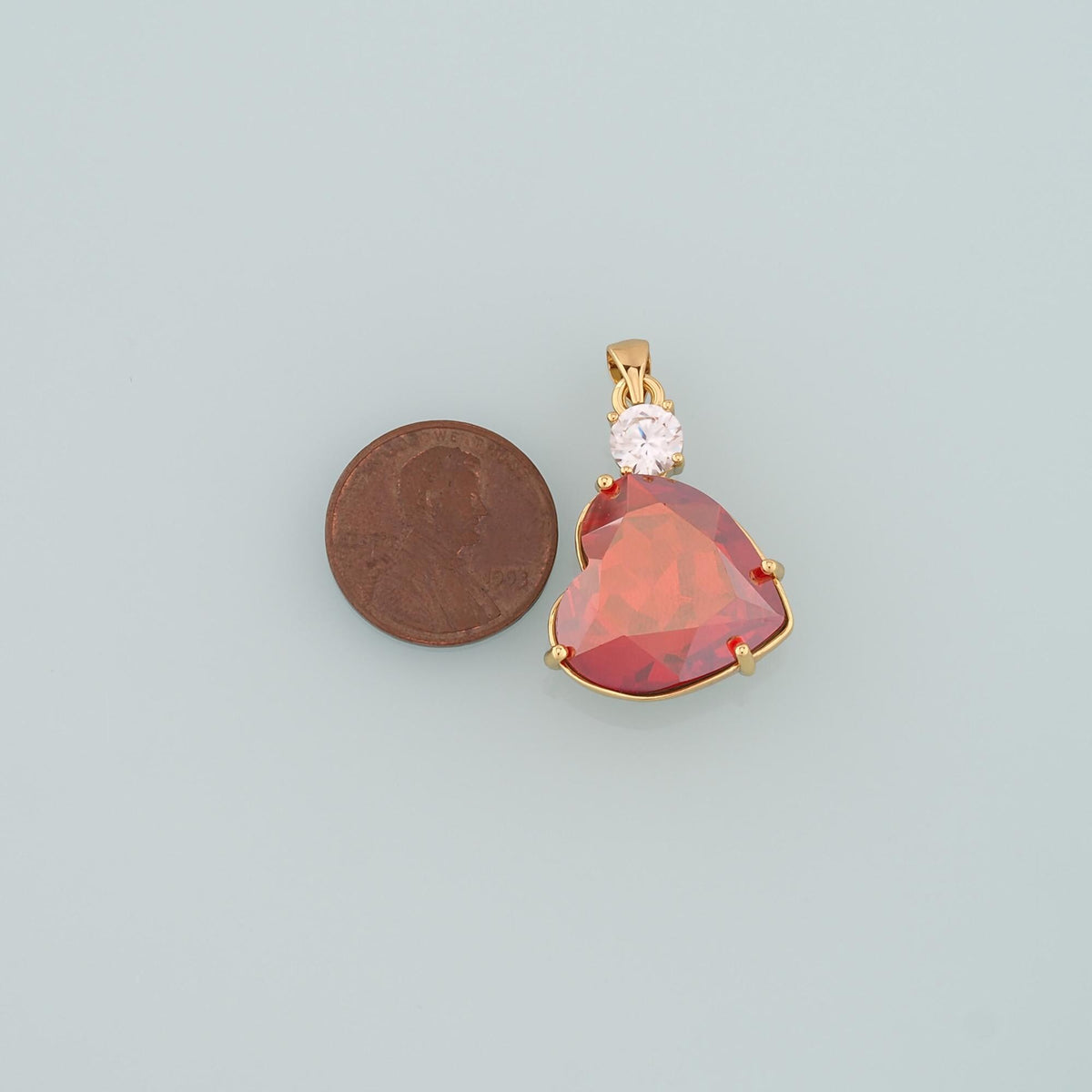 18K Gold Filled Crystal Heart Charm Pendant for Jewelry Making