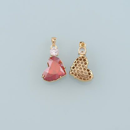 Gold Crystal Charms,18K Gold Filled Heart Pendant,Heart Crystal Charm Bracelet Necklace for DIY Jewelry Making Supply