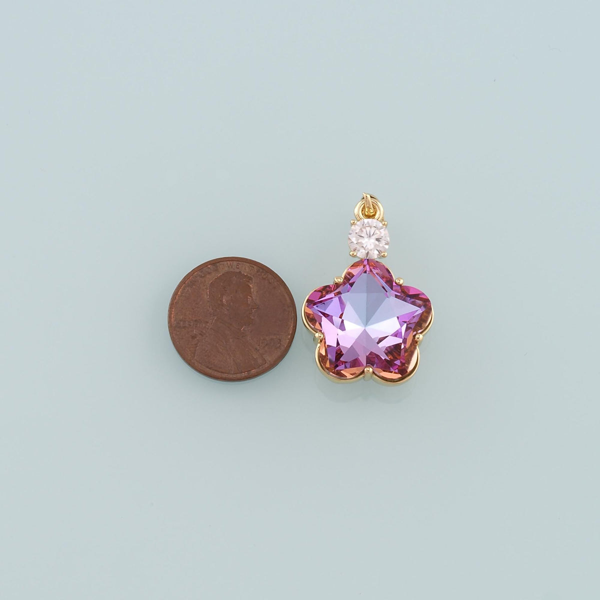 18K Gold Filled Crystal Star Charm Pendant for Jewelry Making