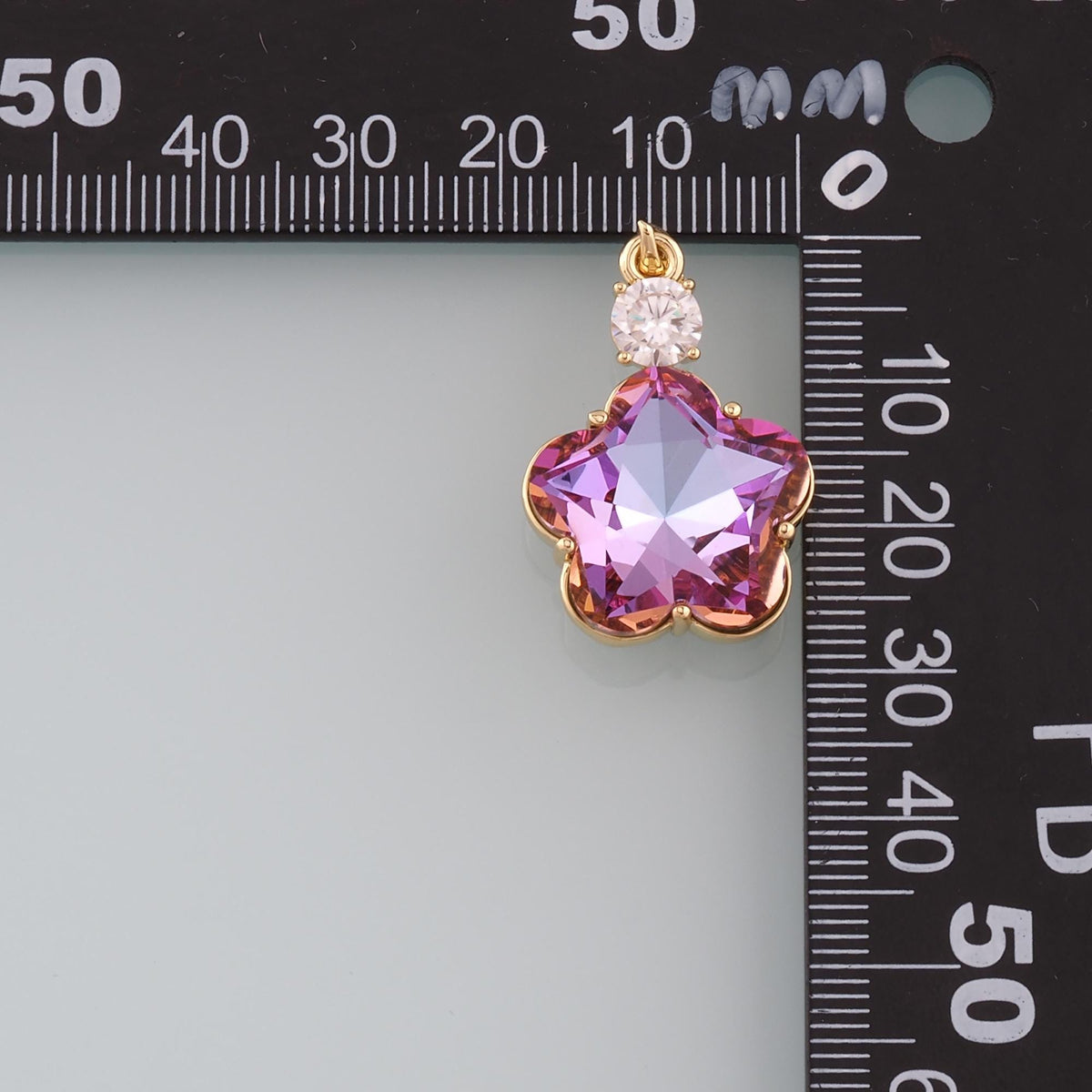 Gold Crystal Flower Charms,18K Gold Filled Star Pendant,Star Crystal Charm Bracelet Necklace for DIY Jewelry Making Supply