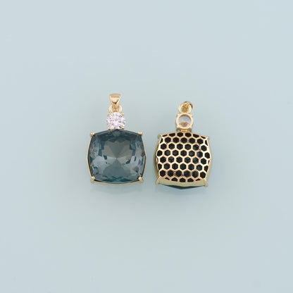 18K Gold Filled Crystal Square Charm Pendant for Jewelry Making