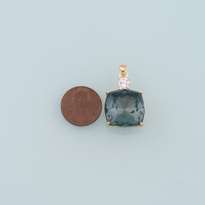 18K Gold Filled Crystal Square Charm Pendant for Jewelry Making