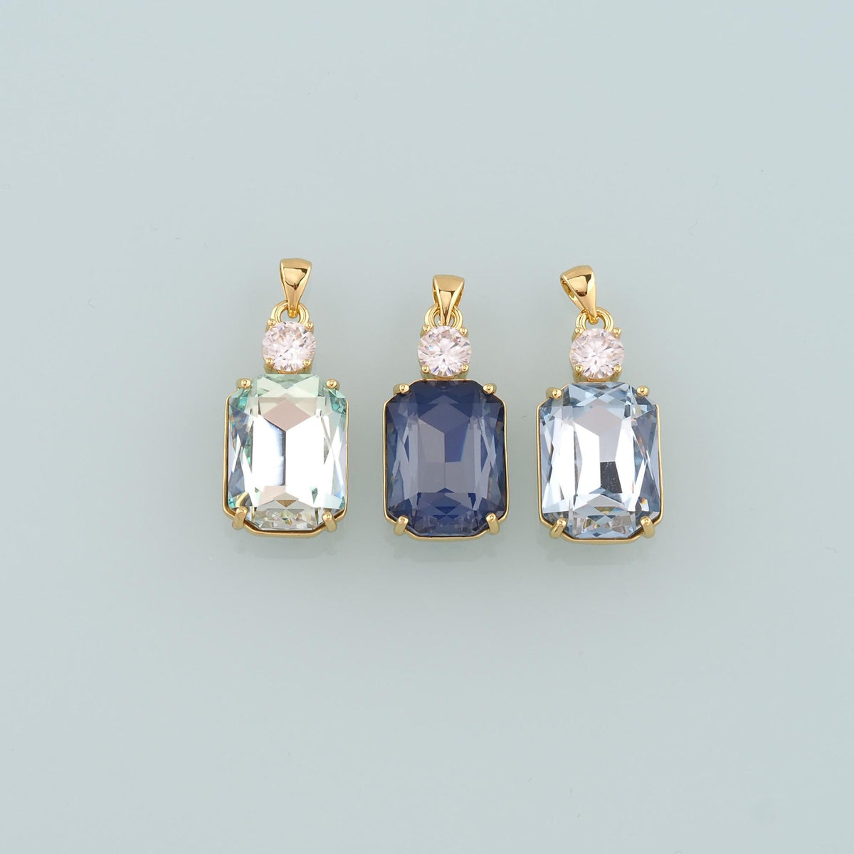 18K Gold Filled Crystal Charm Pendant for Jewelry Making