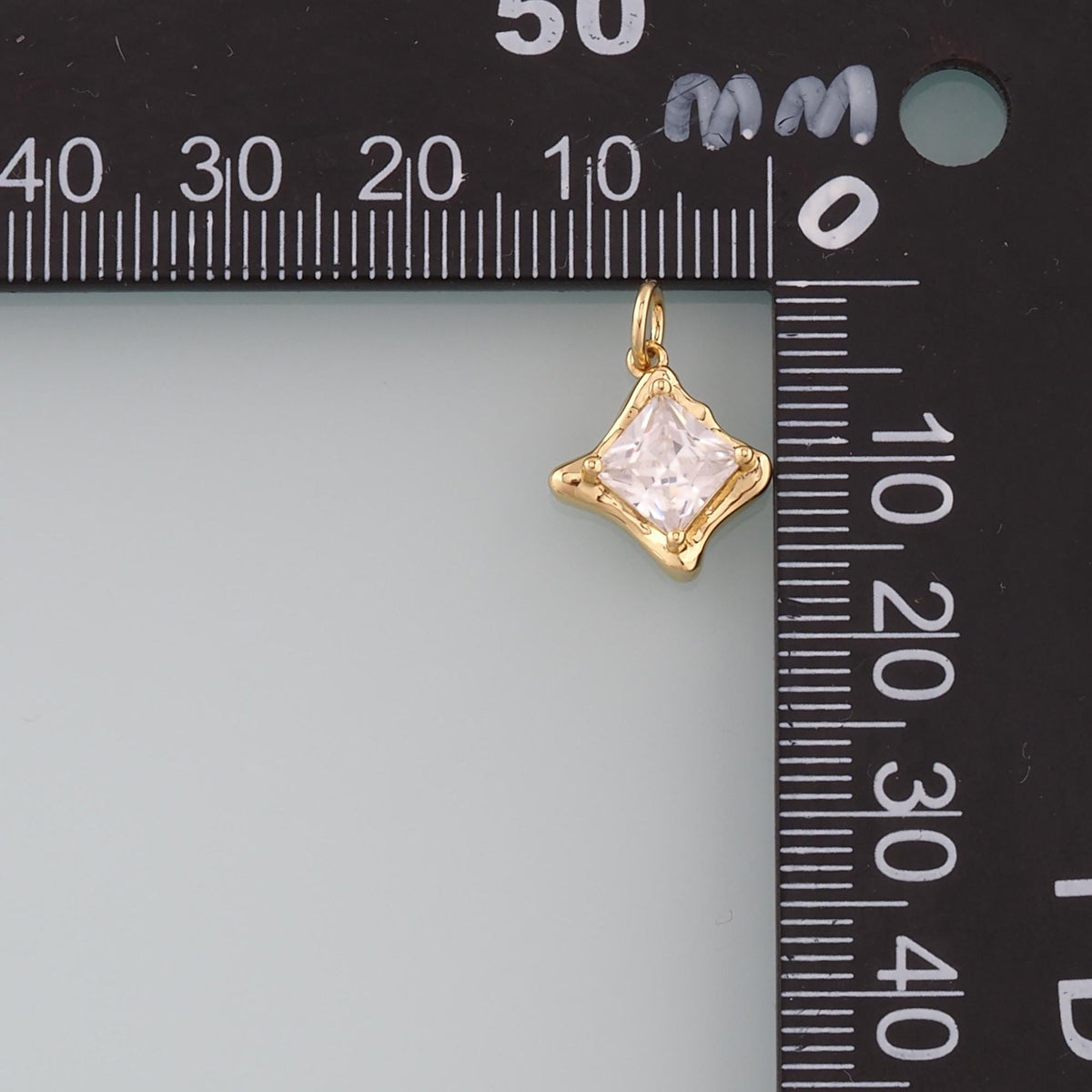 Gold Crystal Charms,18K Gold Filled Rhombus Pendant,Rhombus Crystal Charm Bracelet Necklace for DIY Jewelry Making Supply