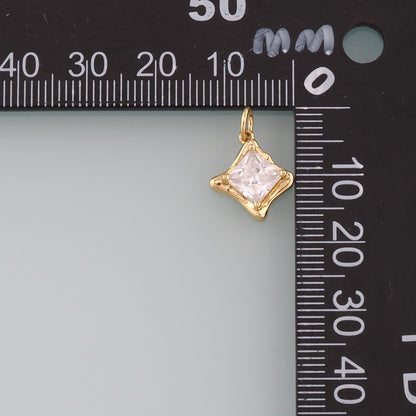 Gold Crystal Charms,18K Gold Filled Rhombus Pendant,Rhombus Crystal Charm Bracelet Necklace for DIY Jewelry Making Supply