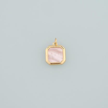 18K Gold Filled Shell Rectangle Pendant,Rectangle Charm Bracelet Necklace for DIY Jewelry Making Supply