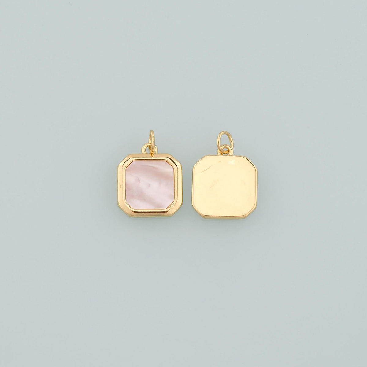 18K Gold Filled Shell Rectangle Pendant,Rectangle Charm Bracelet Necklace for DIY Jewelry Making Supply