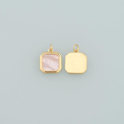 18K Gold Filled Shell Rectangle Pendant,Rectangle Charm Bracelet Necklace for DIY Jewelry Making Supply