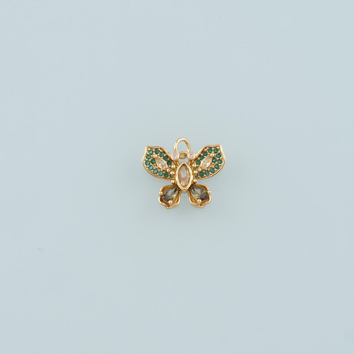 18K Gold Filled Cubic Zirconia Butterfly Charm Pendant for Jewelry Making