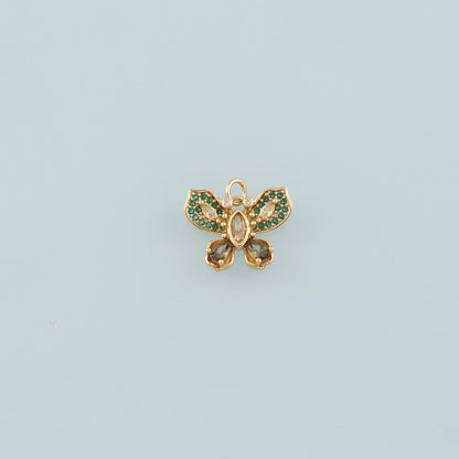 18K Gold Filled Cubic Zirconia Butterfly Charm Pendant for Jewelry Making