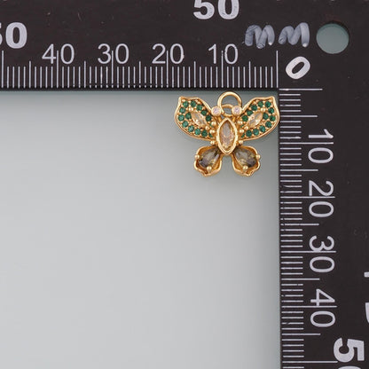 18K Gold Filled Cubic Zirconia Butterfly Charm Pendant for Jewelry Making