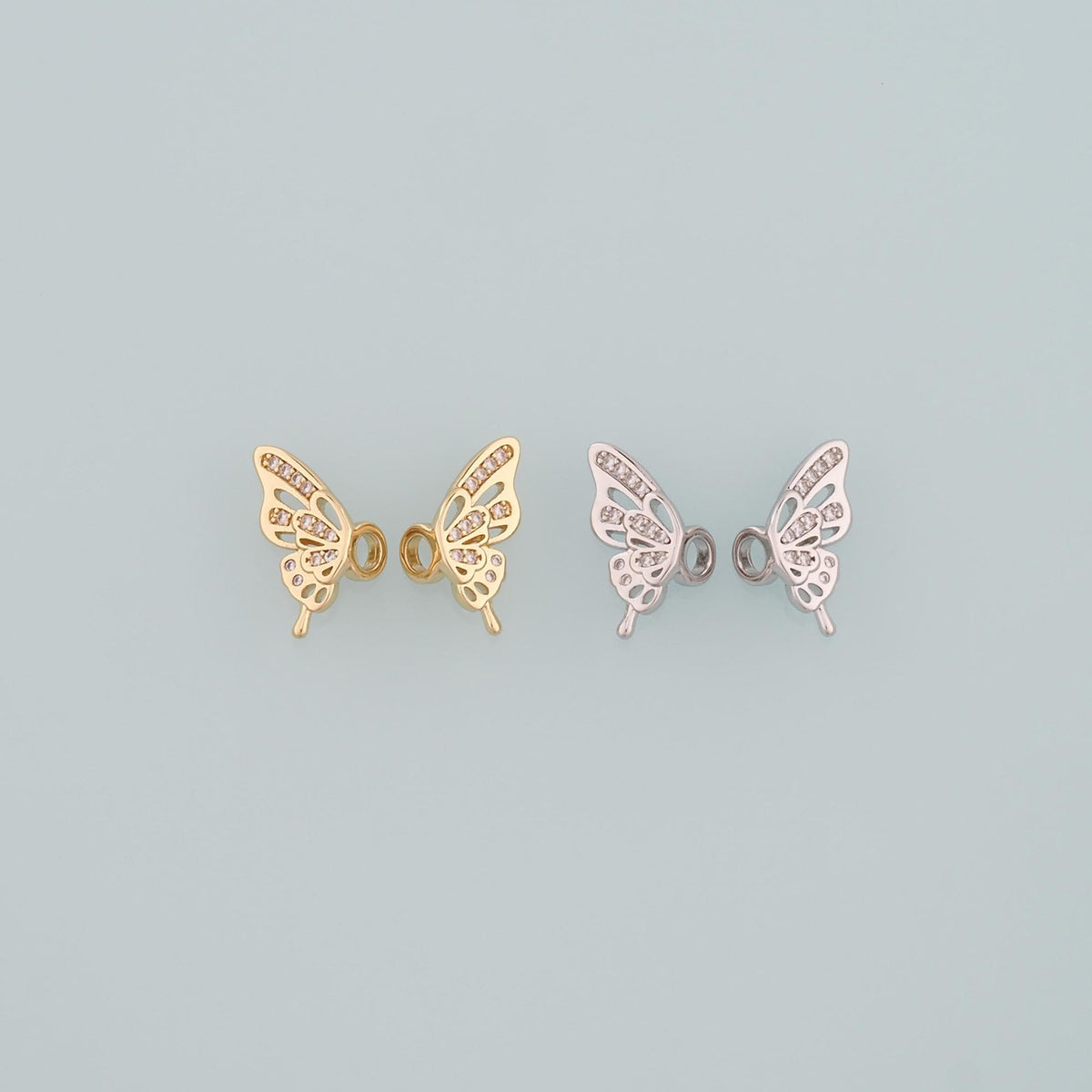 18K Gold Filled Butterfly Pendant,CZ Micro Pave Butterfly Charm Bracelet Necklace for DIY Jewelry Making Supply