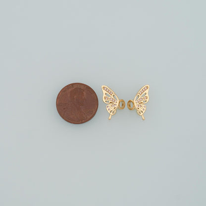 18K Gold Filled Butterfly Pendant,CZ Micro Pave Butterfly Charm Bracelet Necklace for DIY Jewelry Making Supply