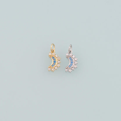 18K Gold Filled Moon CZ Charm Pendant for Jewelry Making