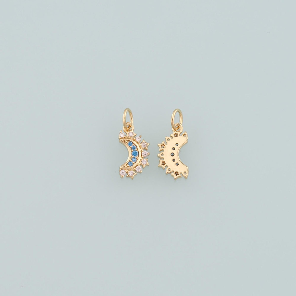 18K Gold Filled Moon CZ Charm Pendant for Jewelry Making