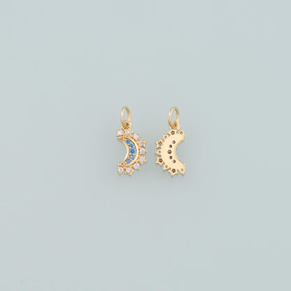 18K Gold Filled Moon CZ Charm Pendant for Jewelry Making