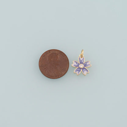 Gold Flower Charms,18K Gold Filled Flower Pendant,Enamel Flower Charm Bracelet Necklace for DIY Jewelry Making Supply