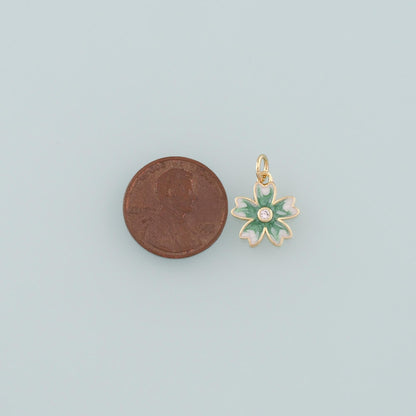 Gold Flower Charms,18K Gold Filled Flower Pendant,Enamel Flower Charm Bracelet Necklace for DIY Jewelry Making Supply