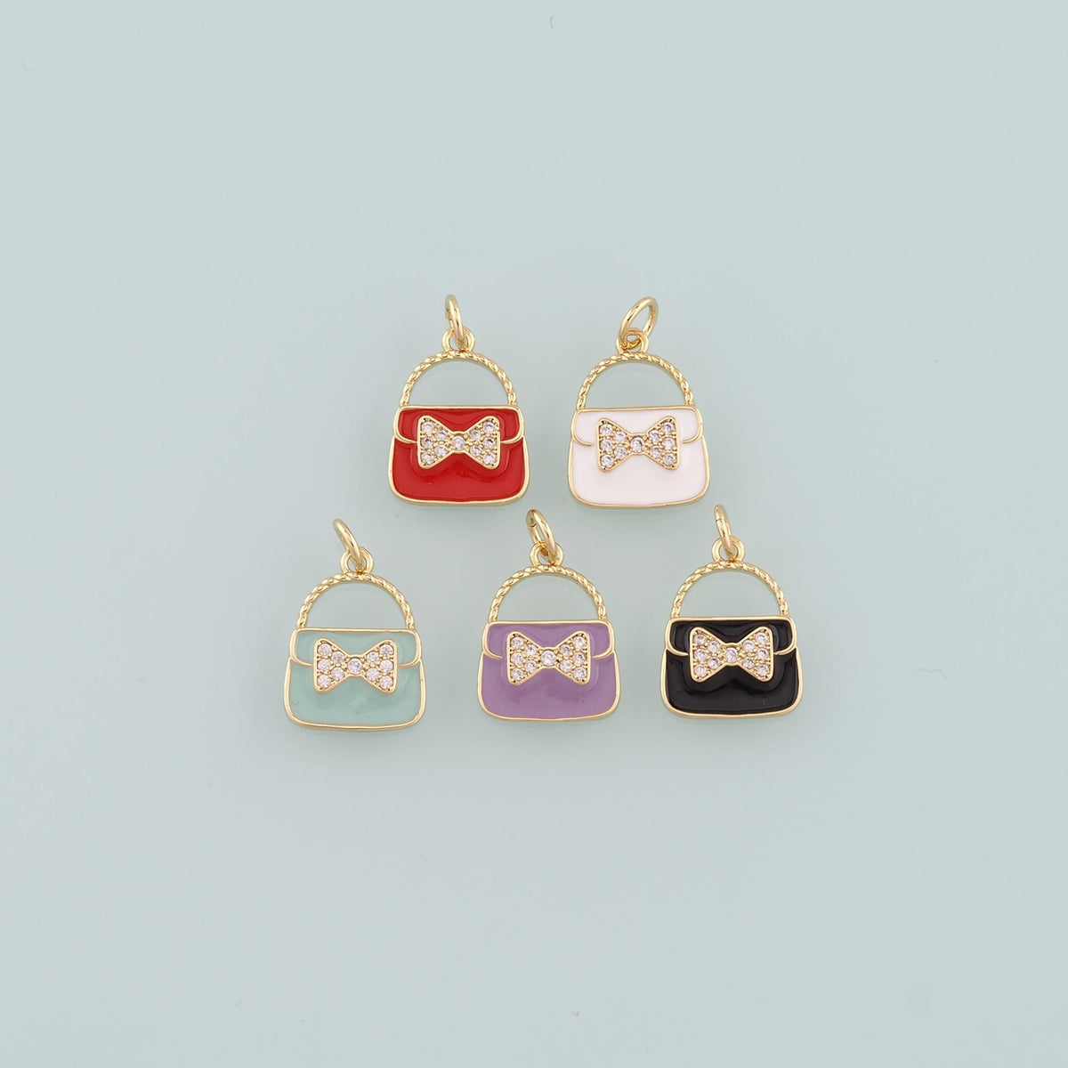 Gold Bag Charms,18K Gold Filled Handbag Pendant,Enamel Handbag Charm Bracelet Necklace for DIY Jewelry Making Supply