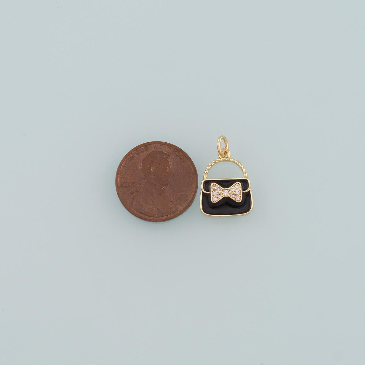 Gold Bag Charms,18K Gold Filled Handbag Pendant,Enamel Handbag Charm Bracelet Necklace for DIY Jewelry Making Supply