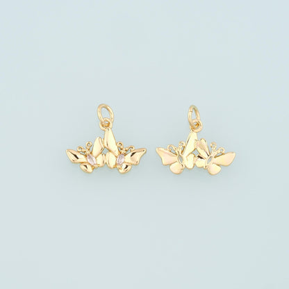 18K Gold Filled Butterfly CZ Charm Pendant for Jewelry Making