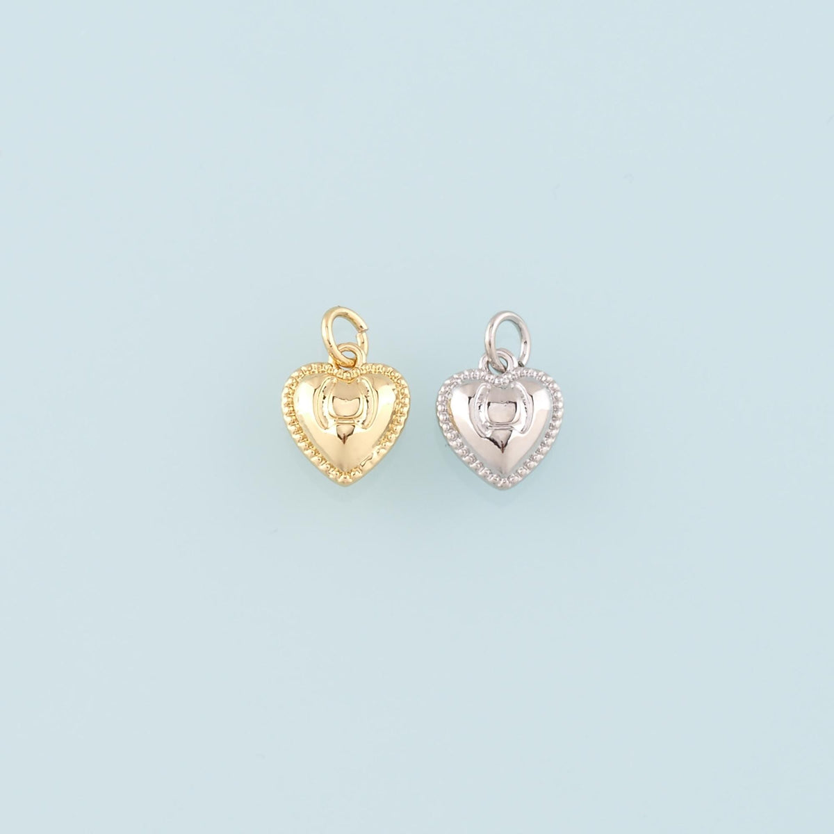 Gold Heart Charms,18K Gold Filled Heart Pendant,Dainty Heart Charm Bracelet Necklace for DIY Jewelry Making Supply