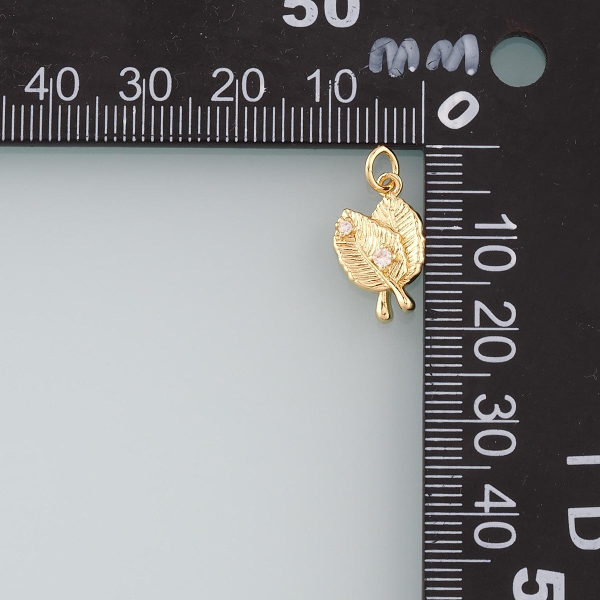 18K Gold Filled Leaf Pendant,CZ Micro Pave Leaf Charm Bracelet Necklace for DIY Jewelry Making Supply