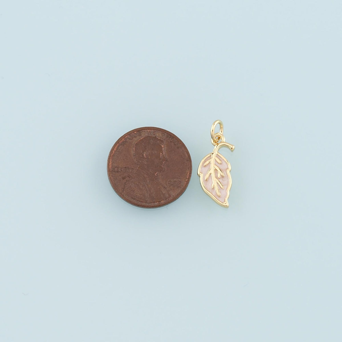 18K Gold Filled Leaf Pendant,Enamel Leaf Charm Bracelet Necklace for DIY Jewelry Making Supply