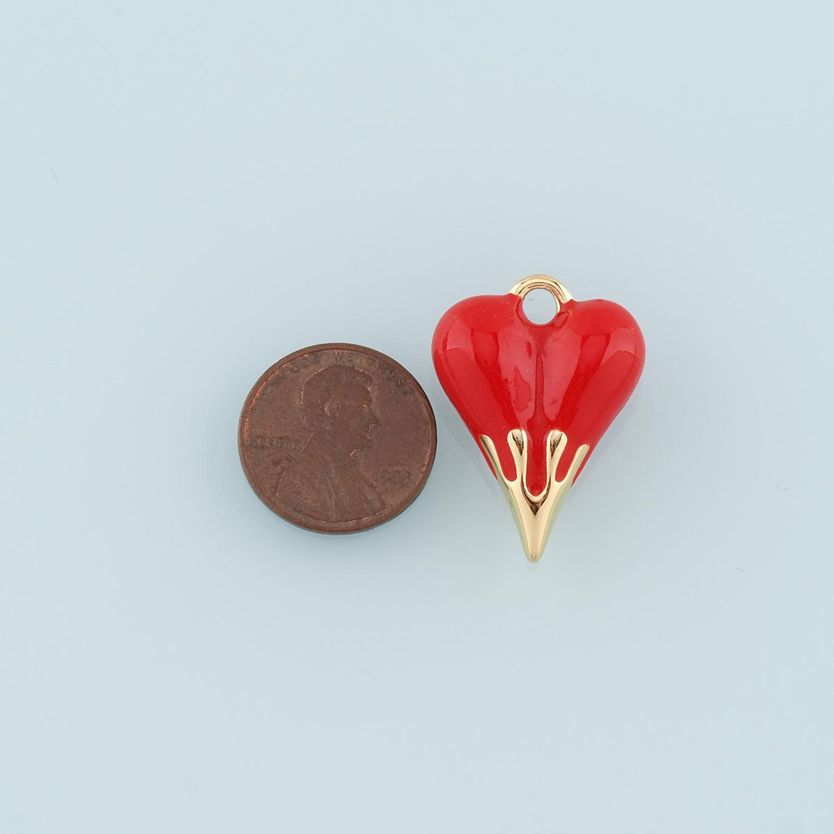 18K Gold Filled Enamel Heart Charm Pendant for Jewelry Making