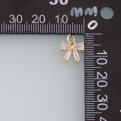 Gold Bow Charms,18K Gold Filled Bow Pendant,bow tie Charm Bracelet Necklace for DIY Jewelry Making Supply