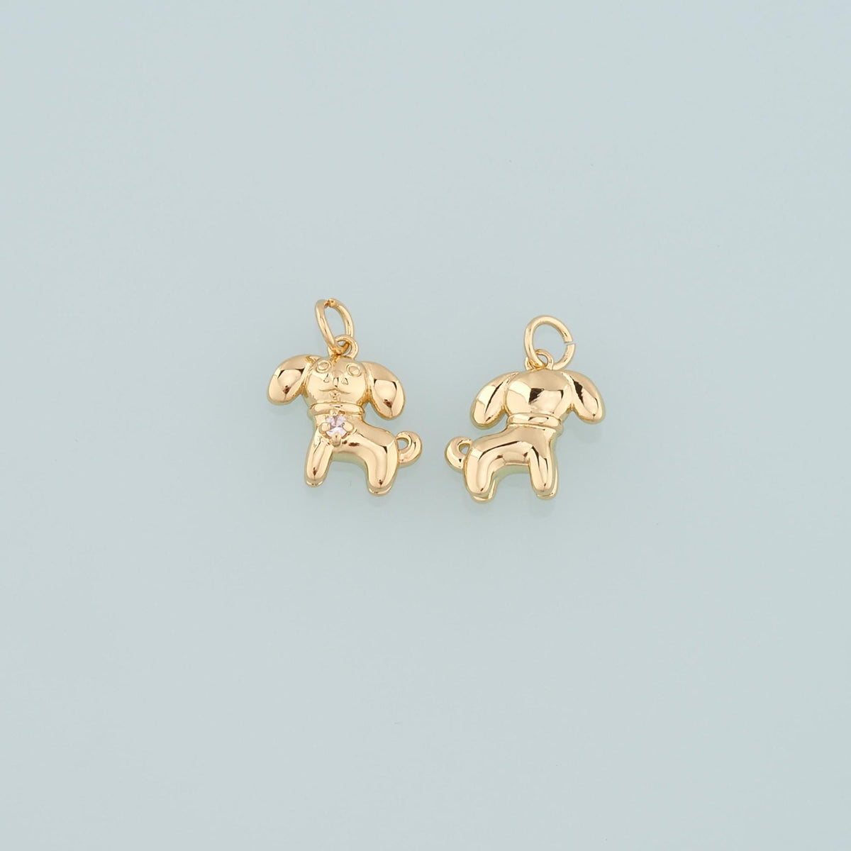 18K Gold Filled Dog CZ Charm Pendant for Jewelry Making
