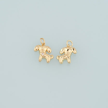 18K Gold Filled Dog CZ Charm Pendant for Jewelry Making