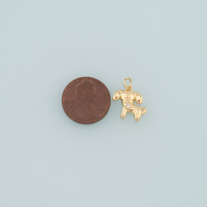 18K Gold Filled Dog CZ Charm Pendant for Jewelry Making