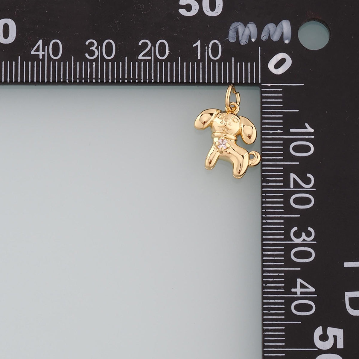 18K Gold Filled Dog CZ Charm Pendant for Jewelry Making