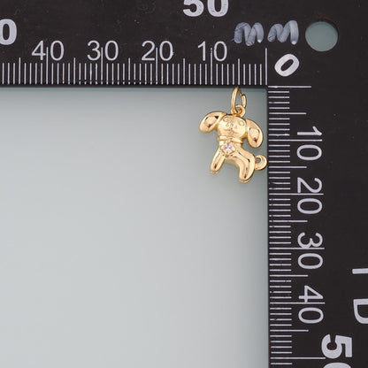 18K Gold Filled Dog CZ Charm Pendant for Jewelry Making