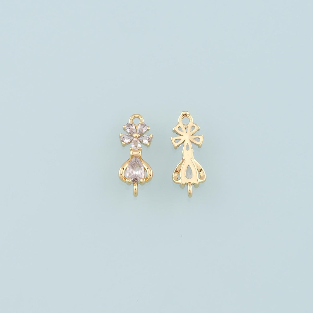 18K Gold Filled Flower CZ Charm Pendant for Jewelry Making