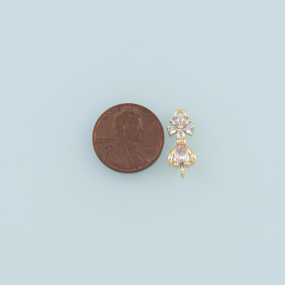 18K Gold Filled Flower CZ Charm Pendant for Jewelry Making